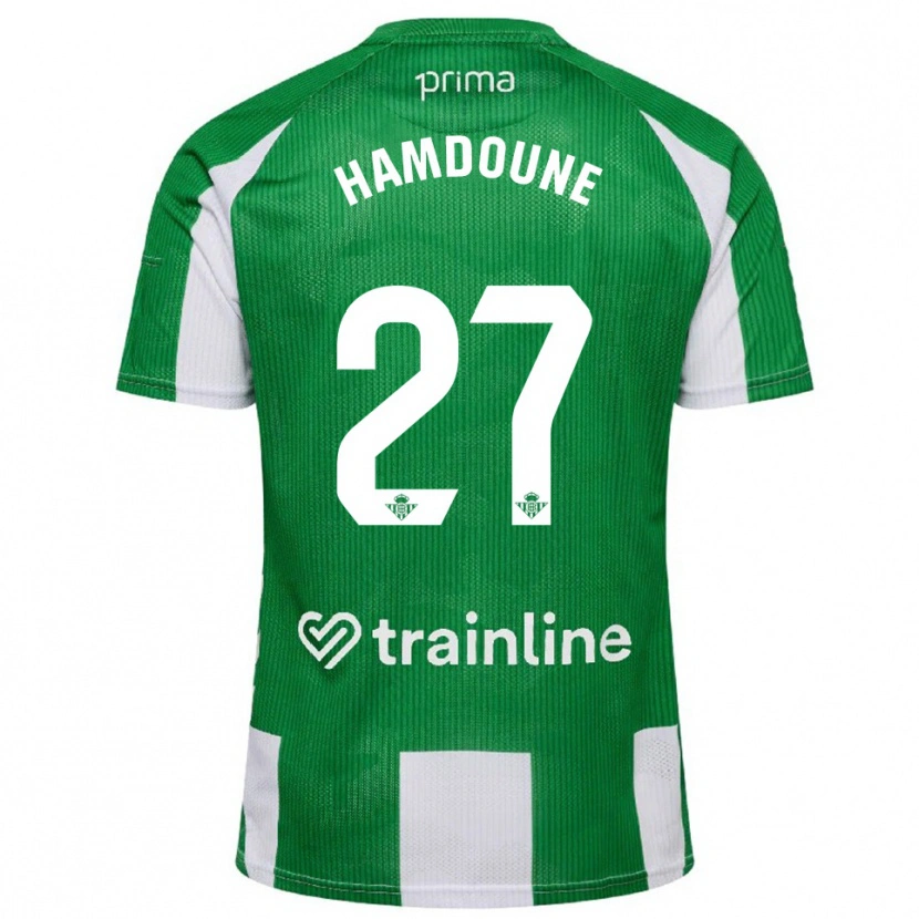 Danxen Męski Mohamed Hamdoune #27 Zielono-Biały Domowa Koszulka 2025/26 Koszulki Klubowe