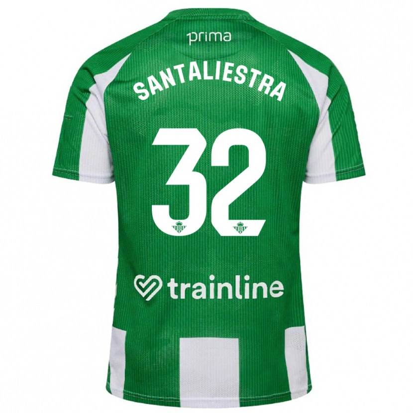 Danxen Męski Carla Santaliestra #32 Zielono-Biały Domowa Koszulka 2025/26 Koszulki Klubowe