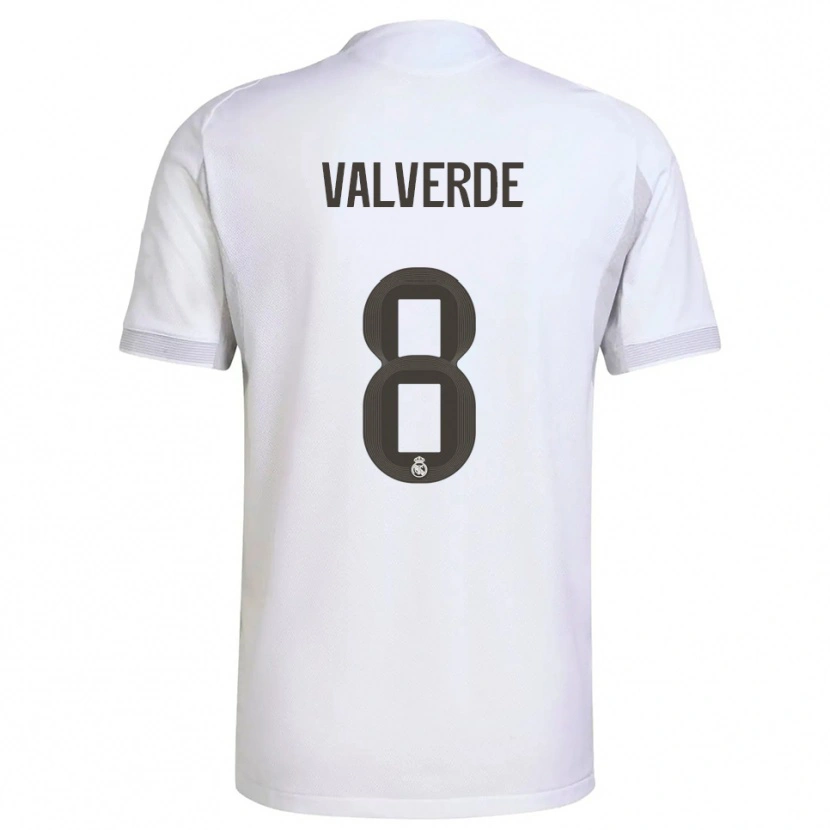 Danxen Męski Federico Valverde #8 Biało-Żółty Domowa Koszulka 2025/26 Koszulki Klubowe