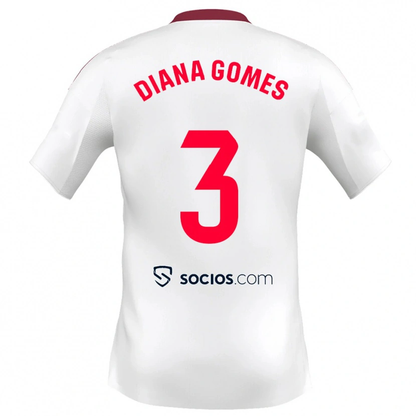 Danxen Męski Diana Catarina Ribeiro Gomes #3 Biało-Czerwony Domowa Koszulka 2025/26 Koszulki Klubowe