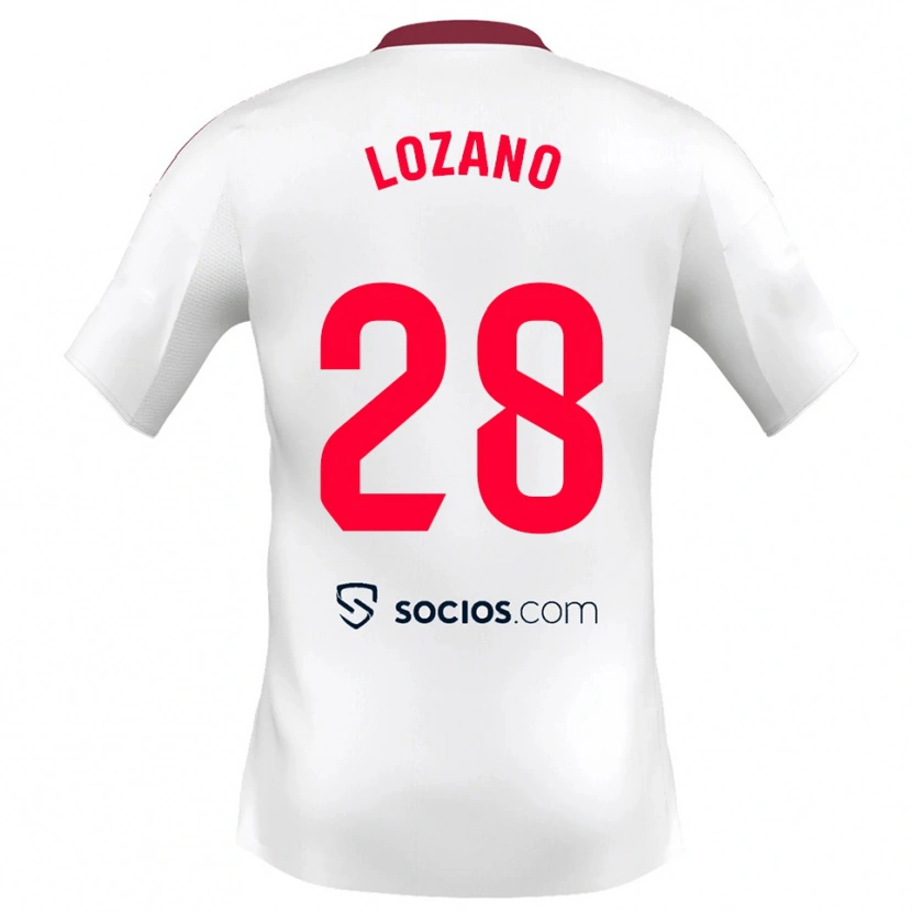 Danxen Męski Elena Lozano #28 Biało-Czerwony Domowa Koszulka 2025/26 Koszulki Klubowe