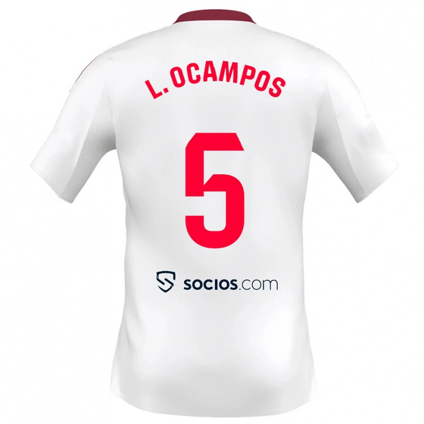 Danxen Męski Lucas Ocampos #5 Biało-Czerwony Domowa Koszulka 2025/26 Koszulki Klubowe
