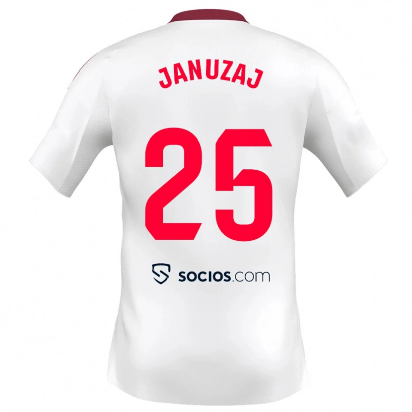 Danxen Męski Adnan Januzaj #25 Biało-Czerwony Domowa Koszulka 2025/26 Koszulki Klubowe