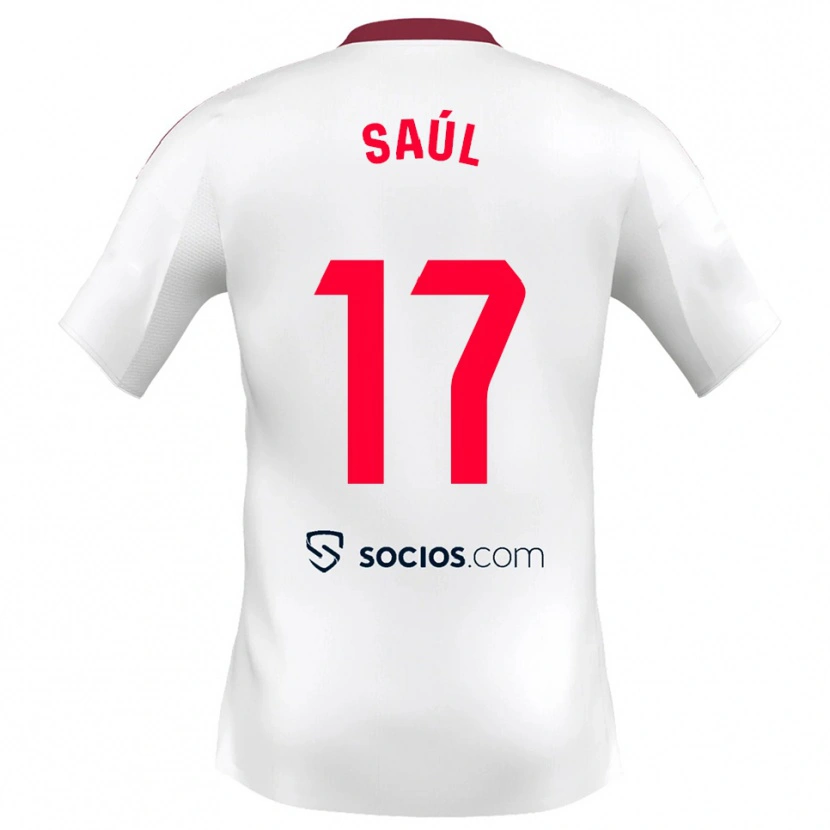 Danxen Męski Saul Niguez #17 Biało-Czerwony Domowa Koszulka 2025/26 Koszulki Klubowe