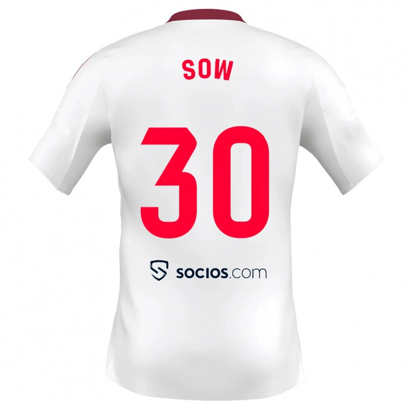 Danxen Męski Ibrahima Sow #30 Biało-Czerwony Domowa Koszulka 2025/26 Koszulki Klubowe
