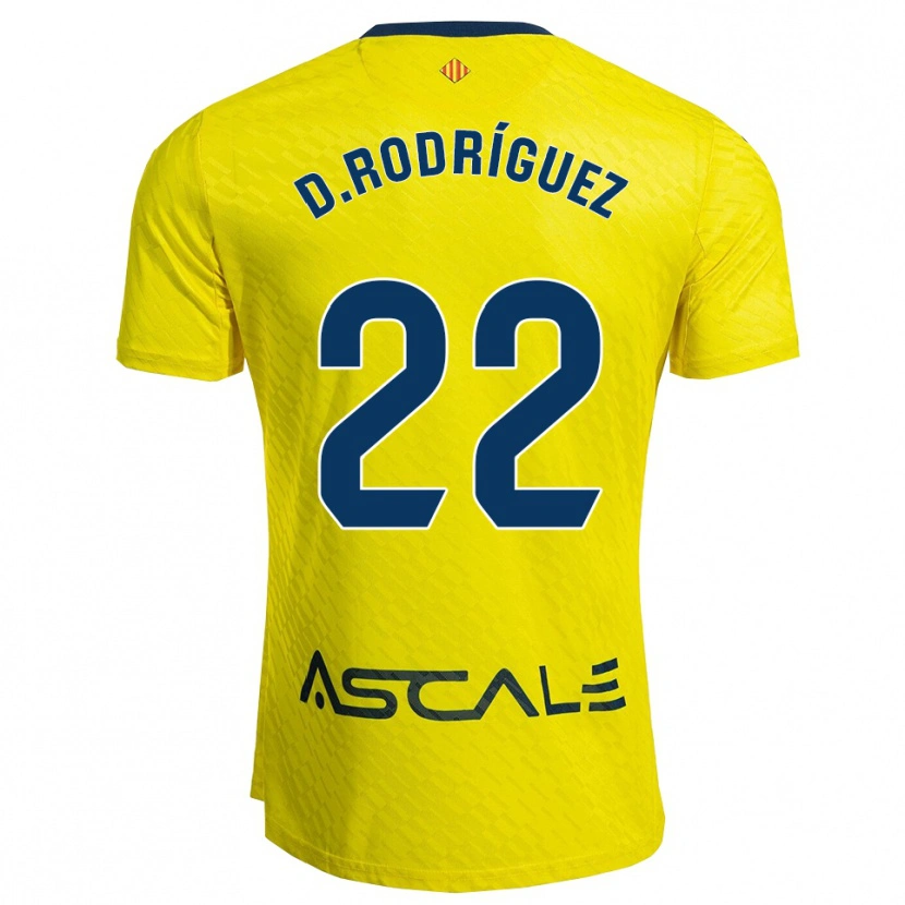 Danxen Męski Daniel Rodríguez #22 Żółto-Granatowy Domowa Koszulka 2025/26 Koszulki Klubowe