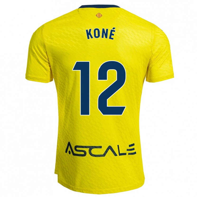 Danxen Męski Ayouba Koné #12 Żółto-Granatowy Domowa Koszulka 2025/26 Koszulki Klubowe