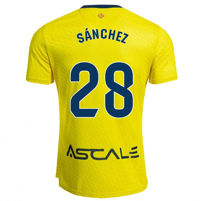 Danxen Męski Joel Sánchez #28 Żółto-Granatowy Domowa Koszulka 2025/26 Koszulki Klubowe