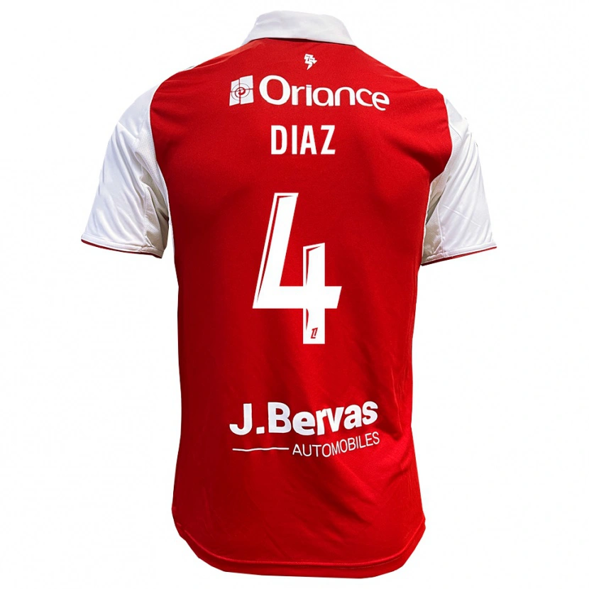 Danxen Męski Junior Diaz #4 Czerwono-Biały Domowa Koszulka 2025/26 Koszulki Klubowe
