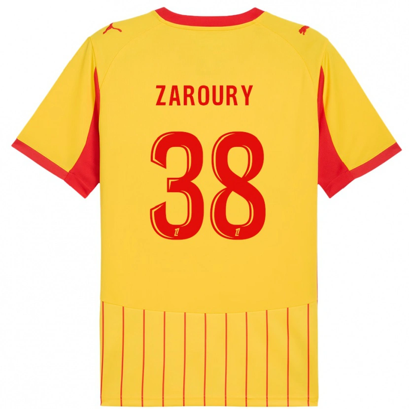 Danxen Męski Anass Zaroury #38 Żółto-Czerwony Domowa Koszulka 2025/26 Koszulki Klubowe