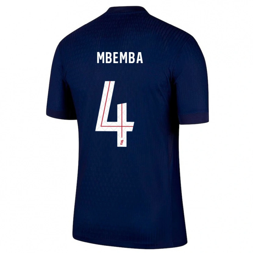 Danxen Męski Stanislas Mbemba #4 Granatowo-Czerwony Domowa Koszulka 2025/26 Koszulki Klubowe