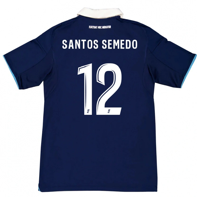 Danxen Męski Ilyes Dos Santos Semedo #12 Ciemnoniebiesko-Biały Domowa Koszulka 2025/26 Koszulki Klubowe