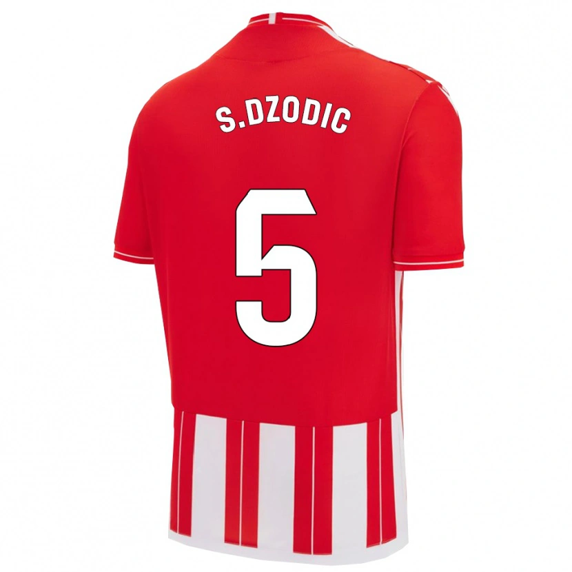 Danxen Męski Stefan Dzodic #5 Czerwono-Biały Domowa Koszulka 2025/26 Koszulki Klubowe