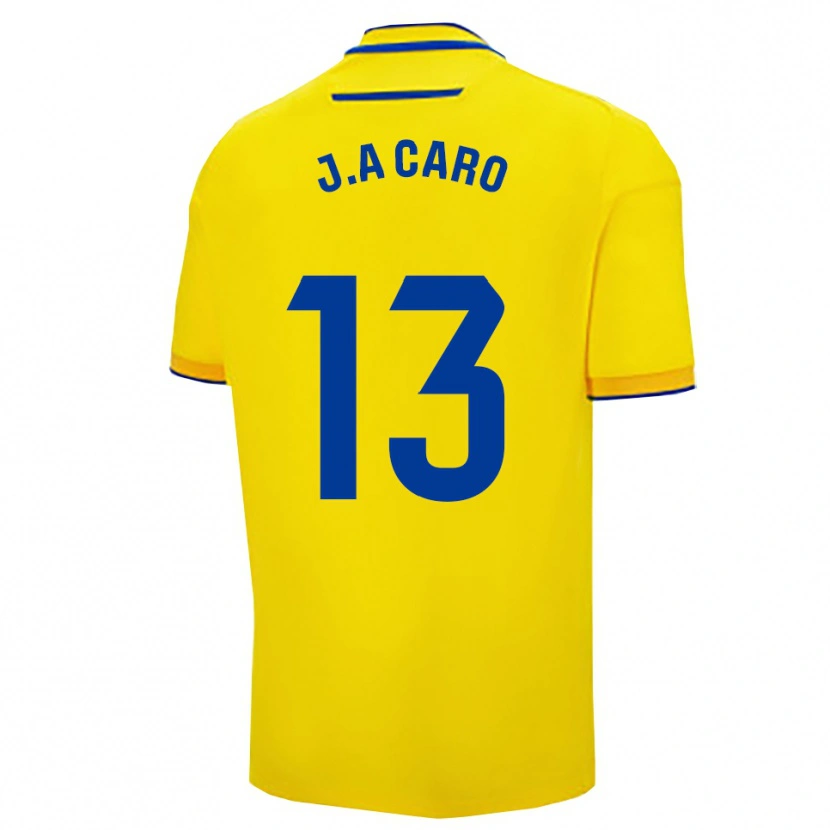 Danxen Męski José Antonio Caro #13 Żółto-Granatowy Domowa Koszulka 2025/26 Koszulki Klubowe