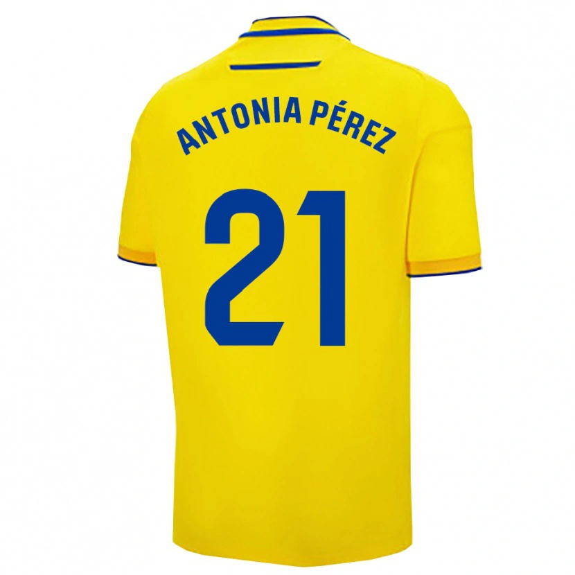 Danxen Męski Antonia Pérez Lopez #21 Żółto-Granatowy Domowa Koszulka 2025/26 Koszulki Klubowe