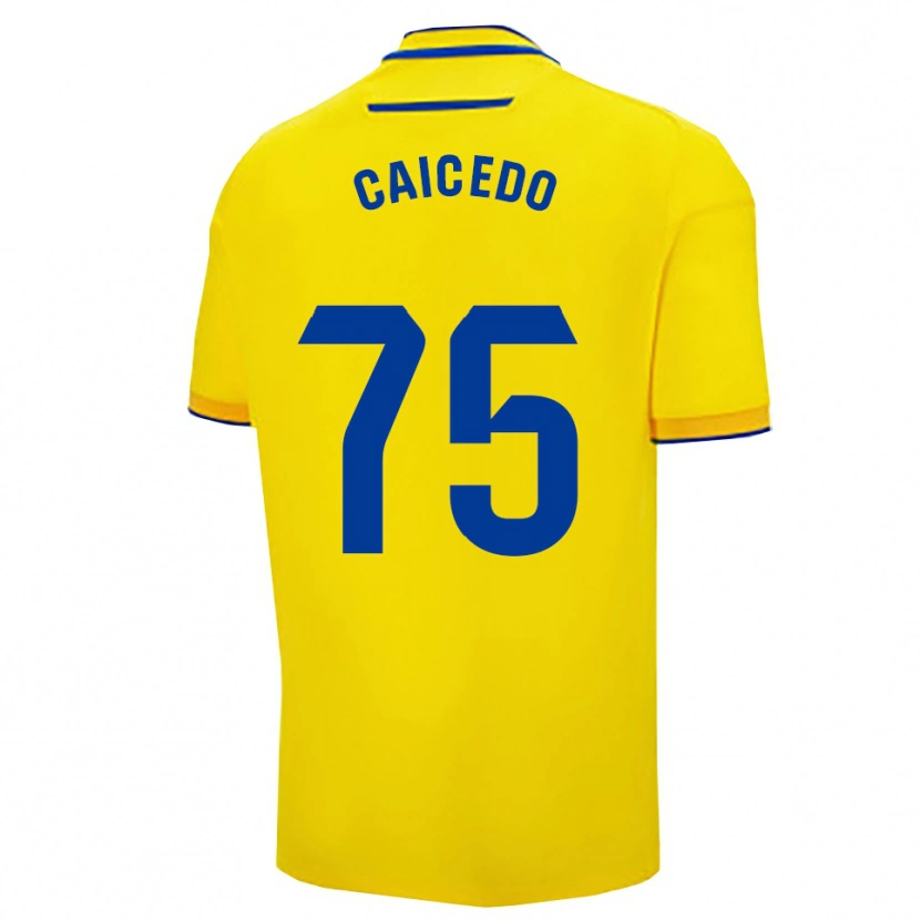 Danxen Męski Alfred Caicedo #75 Żółto-Granatowy Domowa Koszulka 2025/26 Koszulki Klubowe