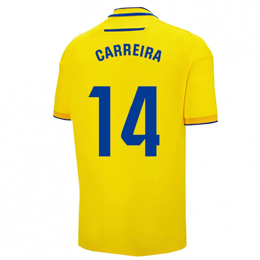 Danxen Męski Rafael Carreira #14 Żółto-Granatowy Domowa Koszulka 2025/26 Koszulki Klubowe