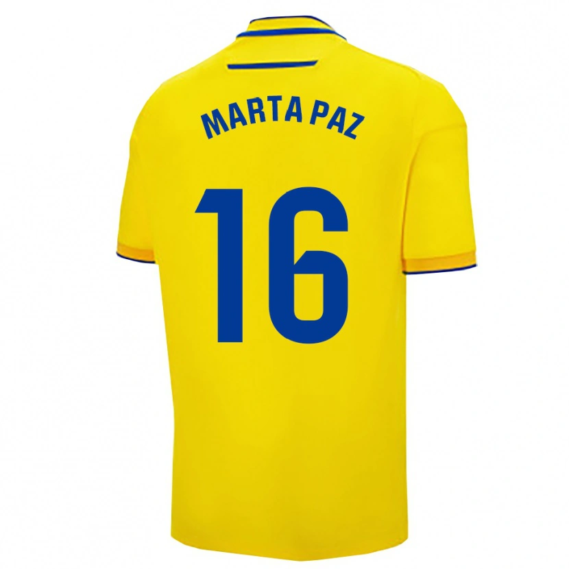 Danxen Męski Marta De Los Milagros Paz Cruz #16 Żółto-Granatowy Domowa Koszulka 2025/26 Koszulki Klubowe