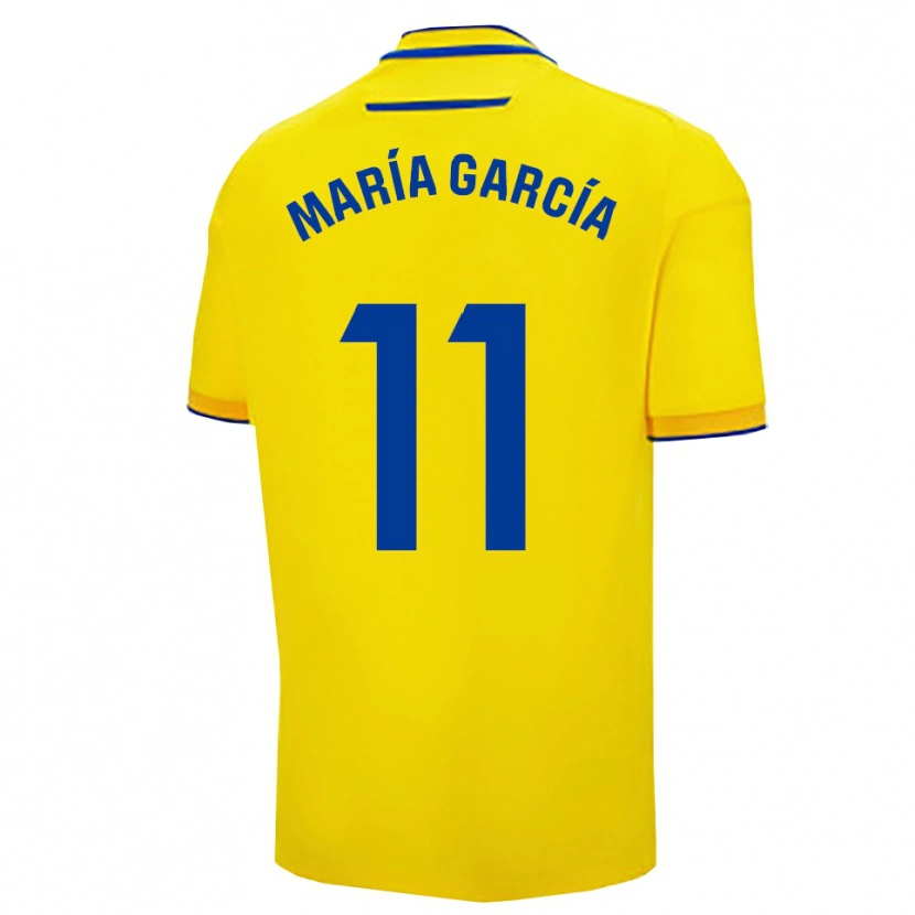 Danxen Męski María García Villega #11 Żółto-Granatowy Domowa Koszulka 2025/26 Koszulki Klubowe