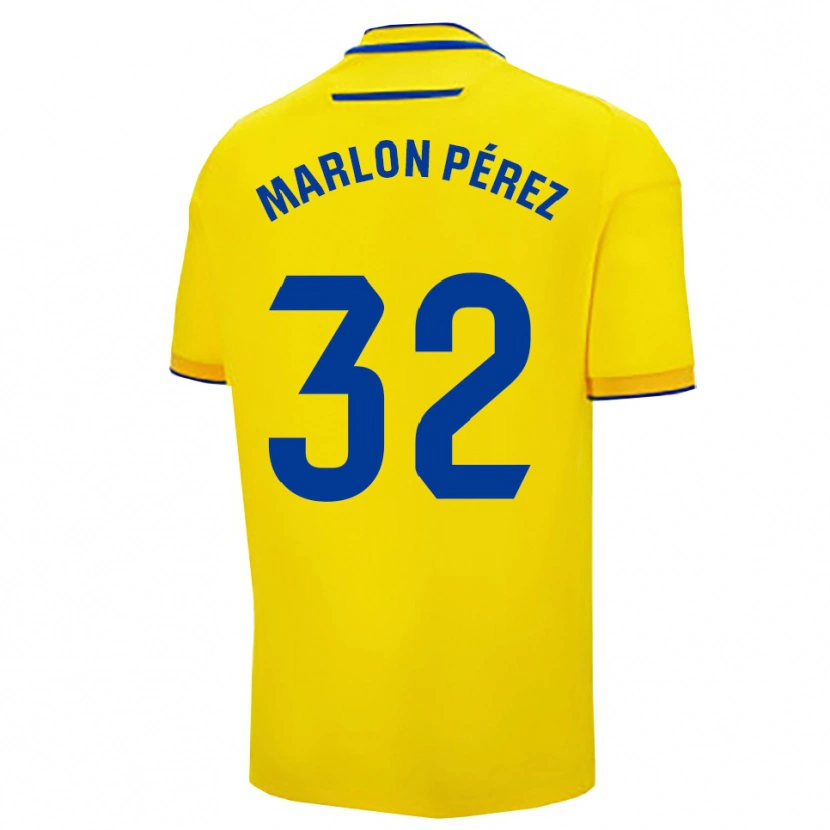 Danxen Męski Marlon Pérez #32 Żółto-Granatowy Domowa Koszulka 2025/26 Koszulki Klubowe