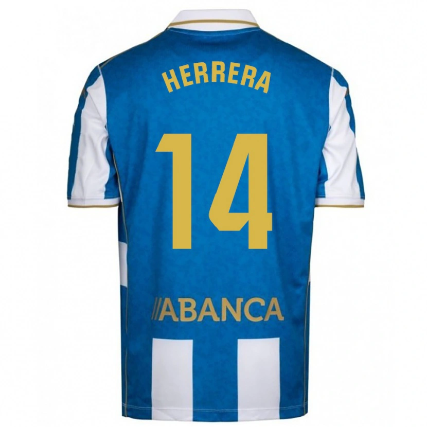 Danxen Męski Cristian Herrera #14 Biało-Niebieski Domowa Koszulka 2025/26 Koszulki Klubowe