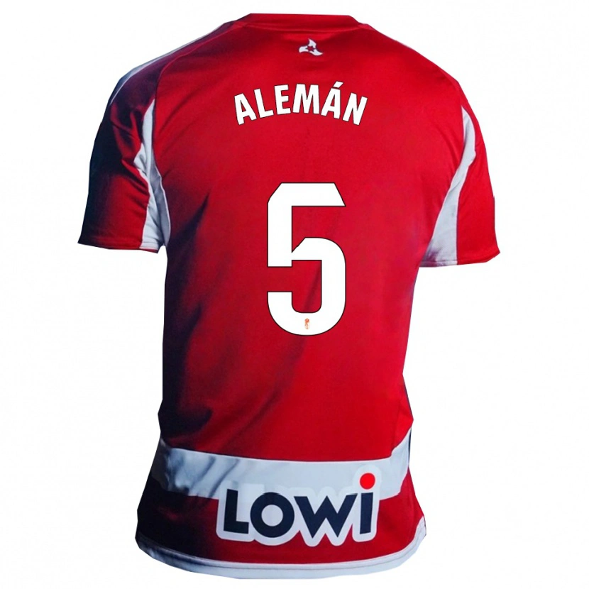Danxen Męski Carlos Alemán #5 Czerwono-Biały Domowa Koszulka 2025/26 Koszulki Klubowe
