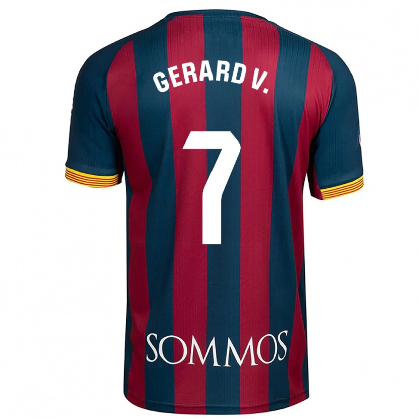 Danxen Męski Gerard Valentín #7 Granatowo-Czerwony Domowa Koszulka 2025/26 Koszulki Klubowe