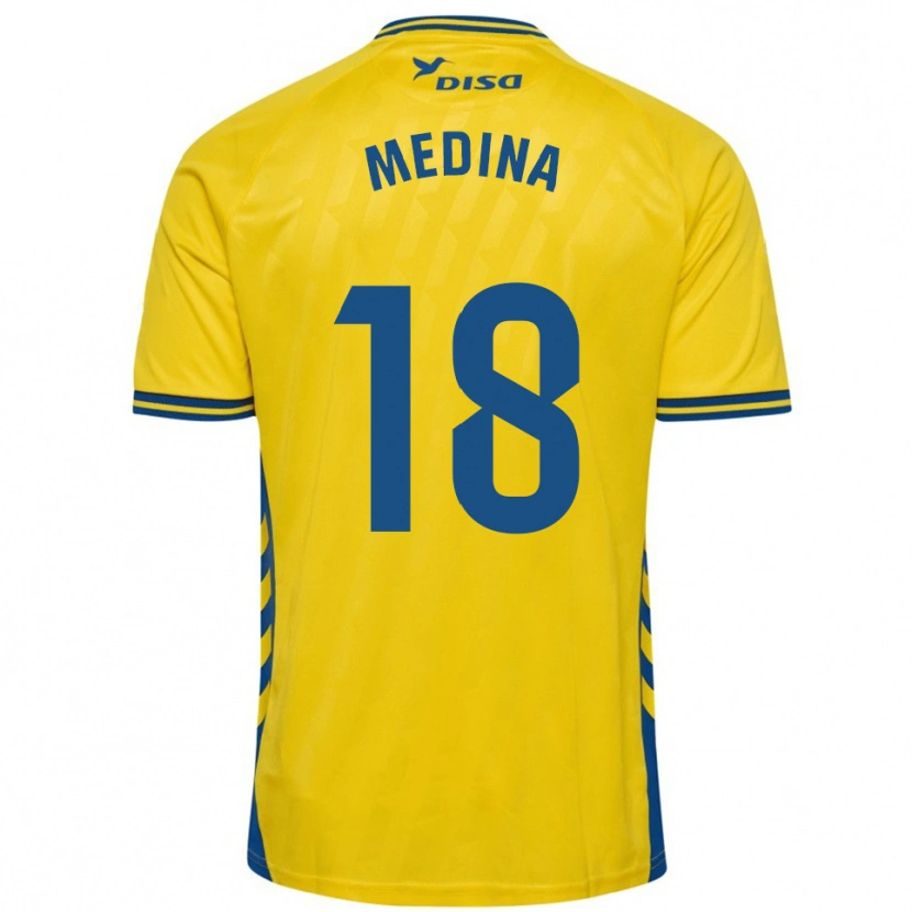 Danxen Męski Iván Medina #18 Żółto-Niebieski Domowa Koszulka 2025/26 Koszulki Klubowe
