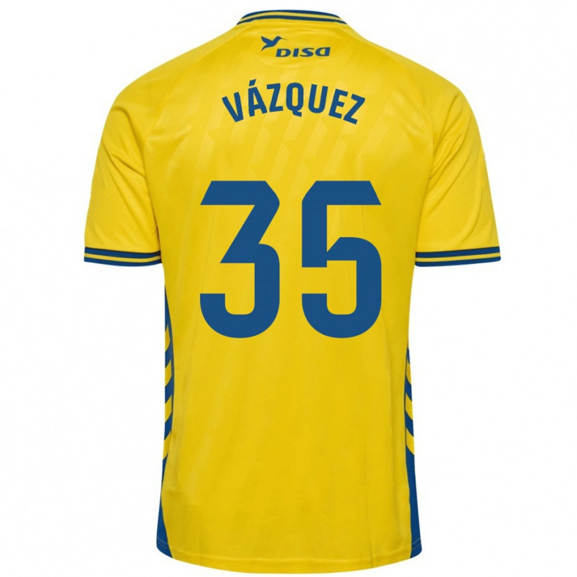 Danxen Męski Adrián Vázquez #35 Żółto-Niebieski Domowa Koszulka 2025/26 Koszulki Klubowe