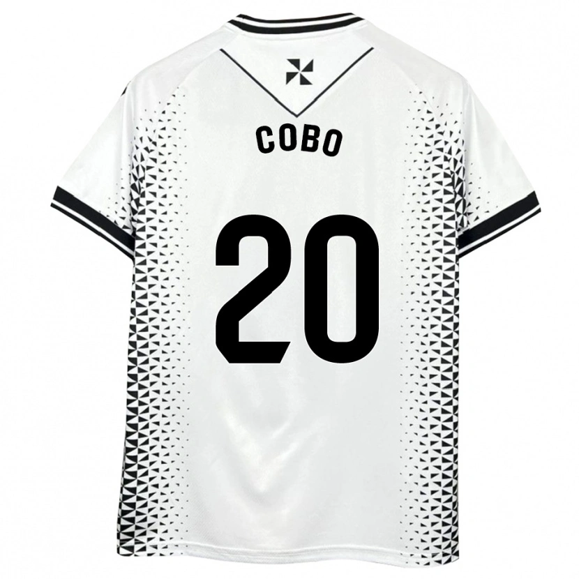 Danxen Męski David Cobo #20 Biało-Czarny Domowa Koszulka 2025/26 Koszulki Klubowe