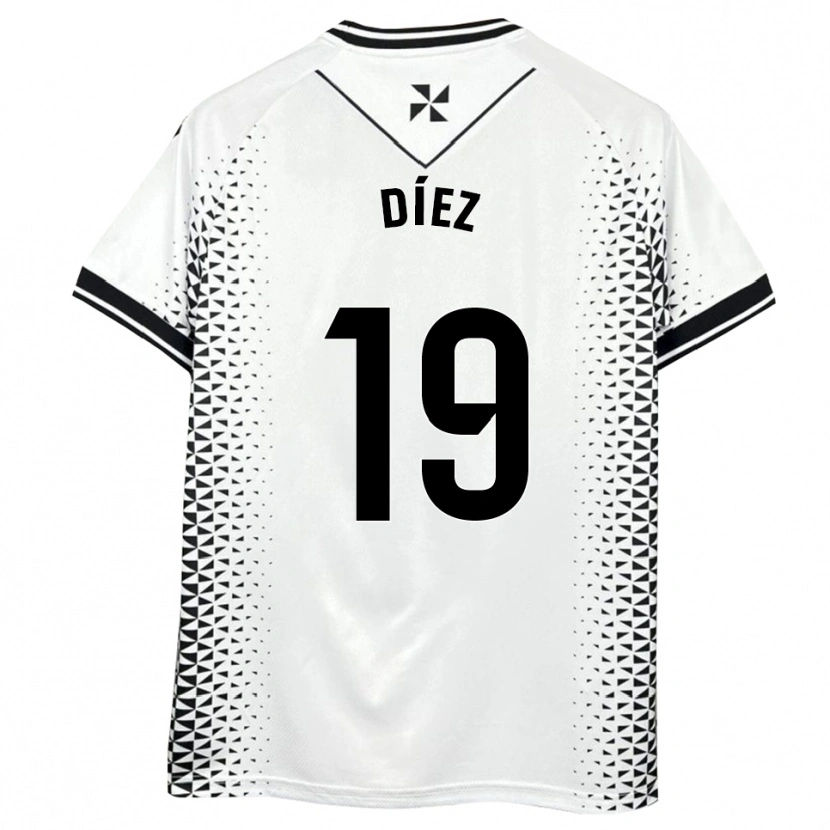 Danxen Męski Rubén Díez #19 Biało-Czarny Domowa Koszulka 2025/26 Koszulki Klubowe
