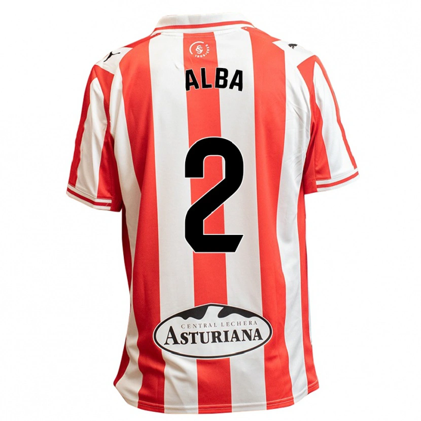 Danxen Męski Alba Fernandez García #2 Biało-Czerwony Domowa Koszulka 2025/26 Koszulki Klubowe