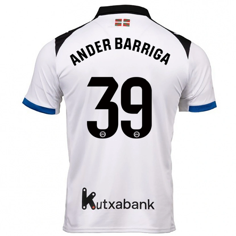 Danxen Męski Jon Ander Barriga #39 Biało-Niebieski Wyjazdowa Koszulka 2025/26 Koszulki Klubowe