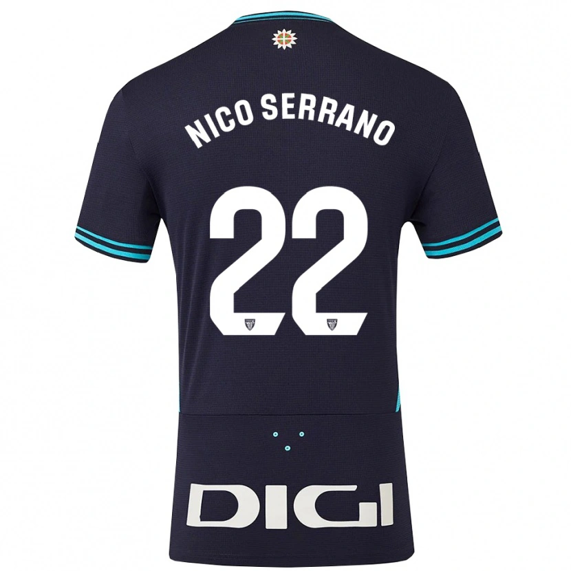Danxen Męski Nico Serrano #22 Granatowo-Błękitny Wyjazdowa Koszulka 2025/26 Koszulki Klubowe