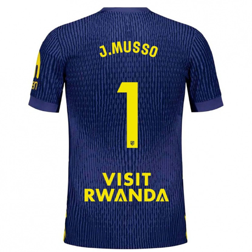 Danxen Męski Juan Musso #1 Granatowo-Żółty Wyjazdowa Koszulka 2025/26 Koszulki Klubowe
