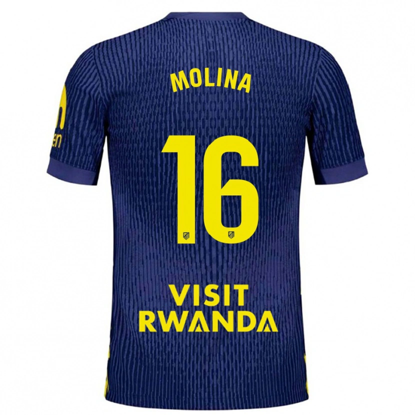 Danxen Męski Nahuel Molina #16 Granatowo-Żółty Wyjazdowa Koszulka 2025/26 Koszulki Klubowe