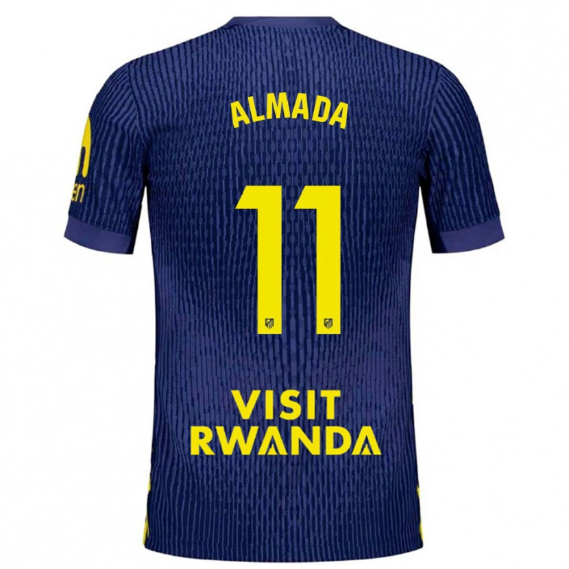 Danxen Męski Thiago Almada #11 Granatowo-Żółty Wyjazdowa Koszulka 2025/26 Koszulki Klubowe