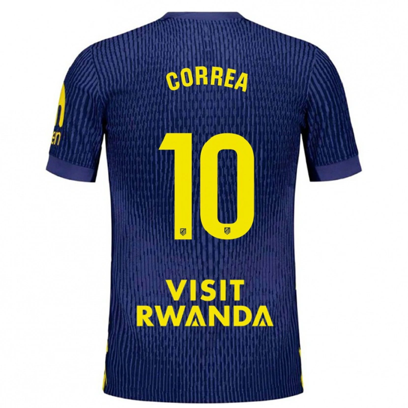 Danxen Męski Angel Correa #10 Granatowo-Żółty Wyjazdowa Koszulka 2025/26 Koszulki Klubowe