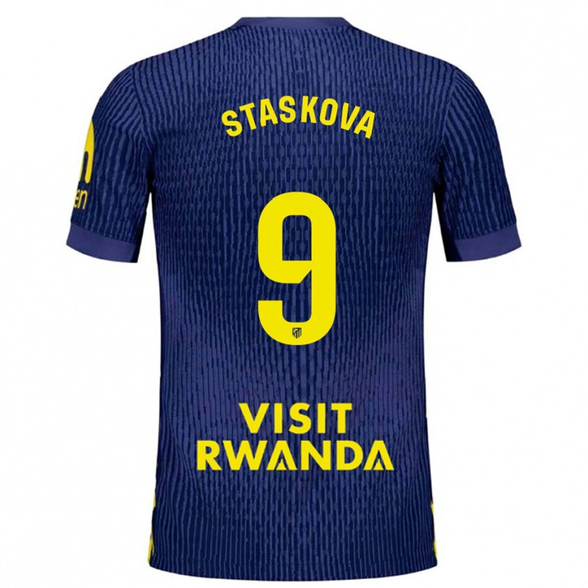 Danxen Męski Andrea Staskova #9 Granatowo-Żółty Wyjazdowa Koszulka 2025/26 Koszulki Klubowe
