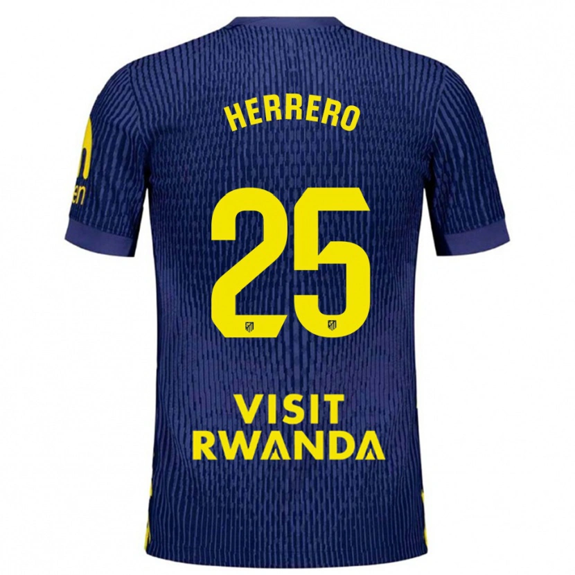Danxen Męski Alex Herrero #25 Granatowo-Żółty Wyjazdowa Koszulka 2025/26 Koszulki Klubowe