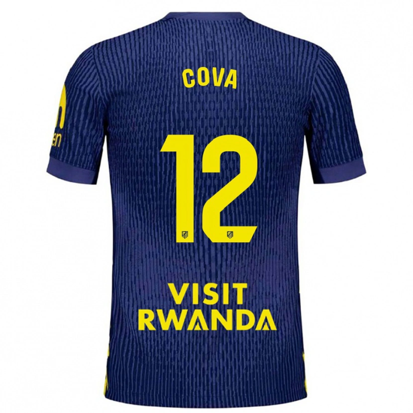 Danxen Męski Adrian Cova #12 Granatowo-Żółty Wyjazdowa Koszulka 2025/26 Koszulki Klubowe