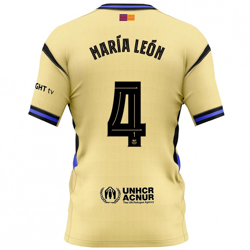 Danxen Męski María Pilar León #4 Żółto-Czarny Wyjazdowa Koszulka 2025/26 Koszulki Klubowe