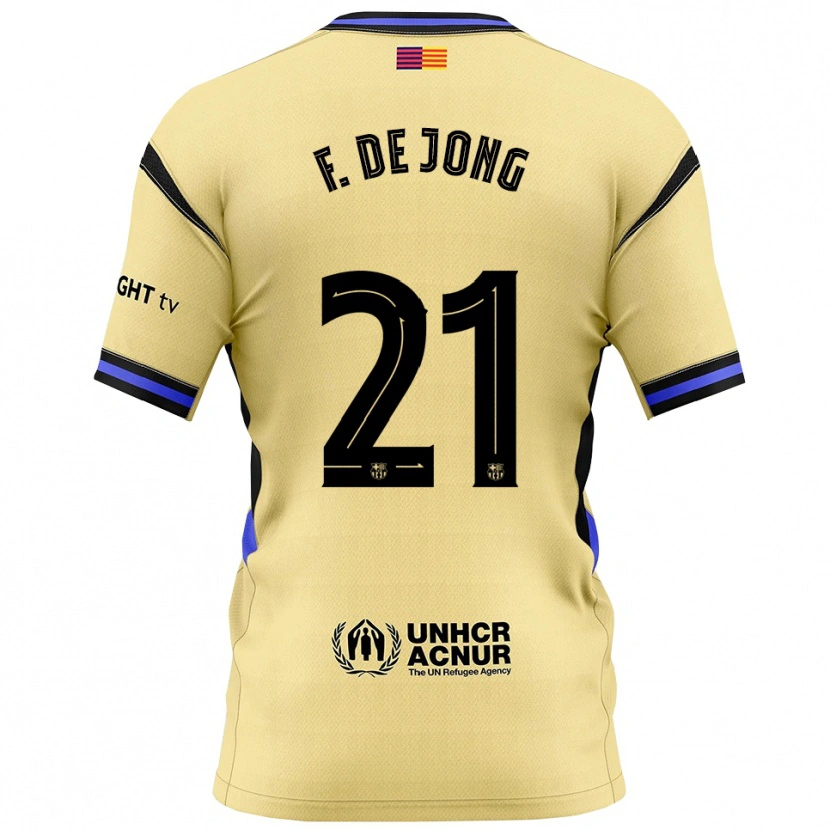 Danxen Męski Frenkie De Jong #21 Żółto-Czarny Wyjazdowa Koszulka 2025/26 Koszulki Klubowe