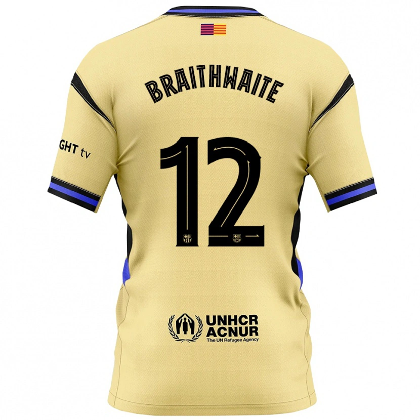 Danxen Męski Martin Braithwaite #12 Żółto-Czarny Wyjazdowa Koszulka 2025/26 Koszulki Klubowe