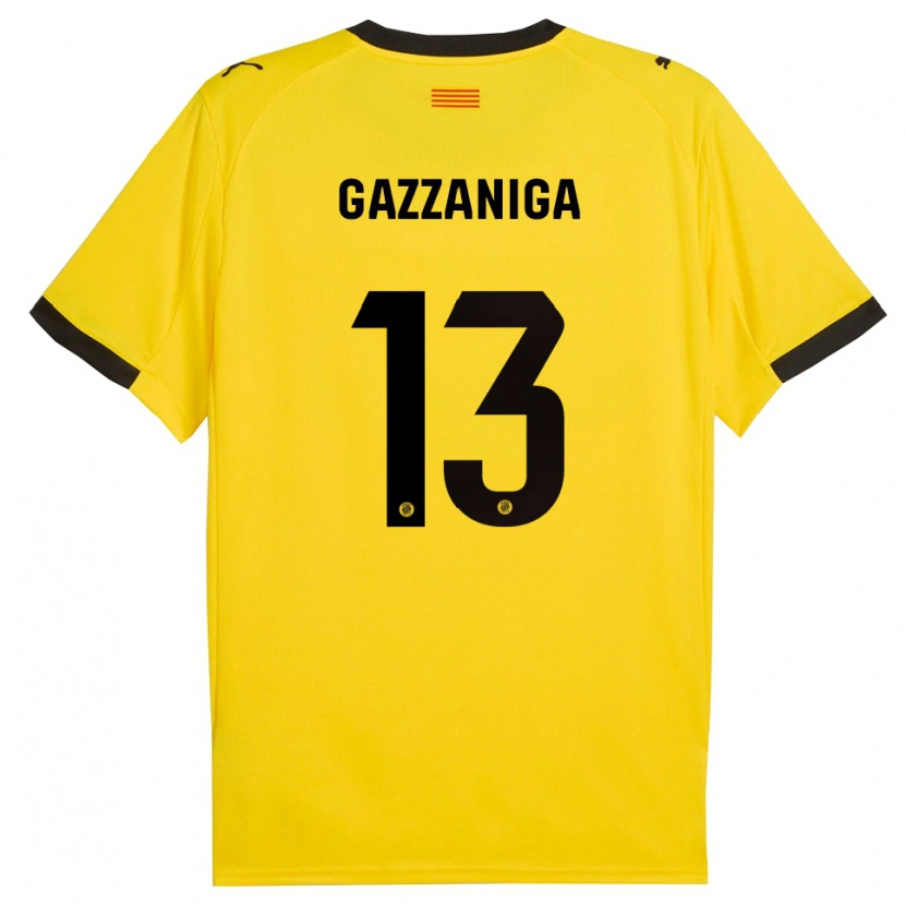 Danxen Męski Paulo Gazzaniga #13 Żółto-Czarny Wyjazdowa Koszulka 2025/26 Koszulki Klubowe