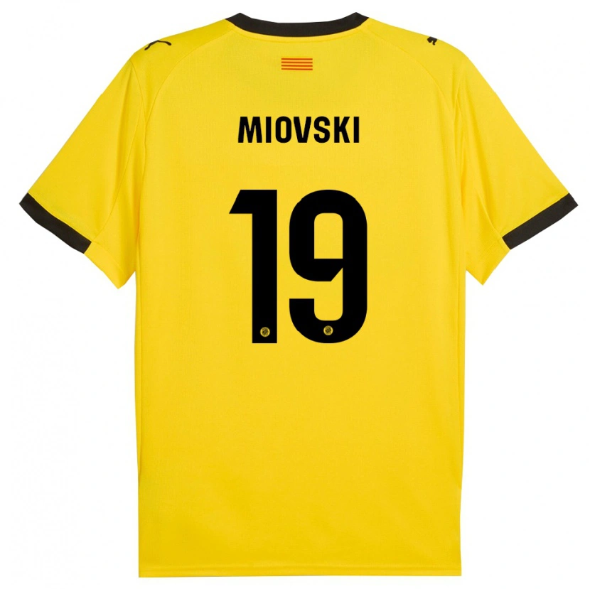 Danxen Męski Bojan Miovski #19 Żółto-Czarny Wyjazdowa Koszulka 2025/26 Koszulki Klubowe