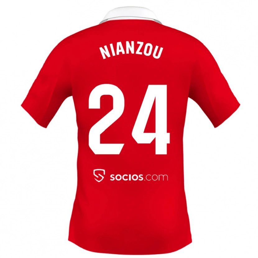 Danxen Męski Tanguy Nianzou #24 Czerwono-Biało-Szary Wyjazdowa Koszulka 2025/26 Koszulki Klubowe