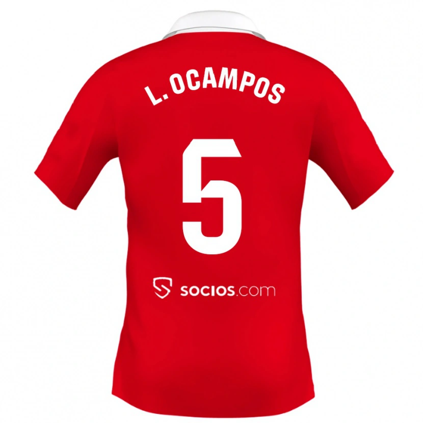 Danxen Męski Lucas Ocampos #5 Czerwono-Biało-Szary Wyjazdowa Koszulka 2025/26 Koszulki Klubowe