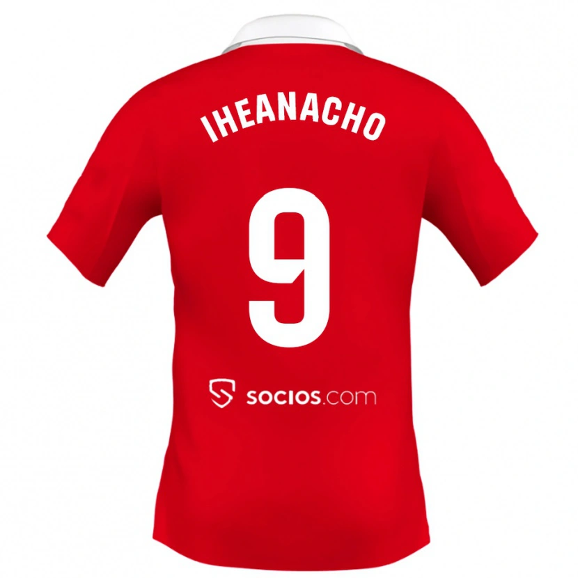 Danxen Męski Kelechi Iheanacho #9 Czerwono-Biało-Szary Wyjazdowa Koszulka 2025/26 Koszulki Klubowe