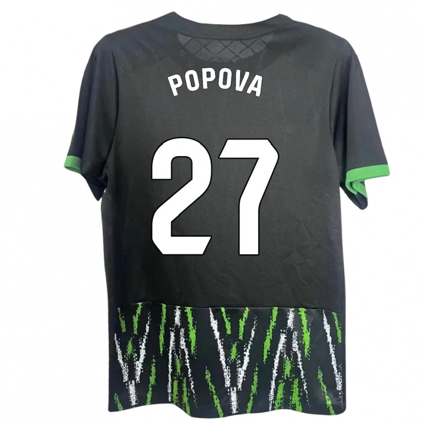 Danxen Męski Ángela Popova Fedorova #27 Czarno-Zielony Wyjazdowa Koszulka 2025/26 Koszulki Klubowe
